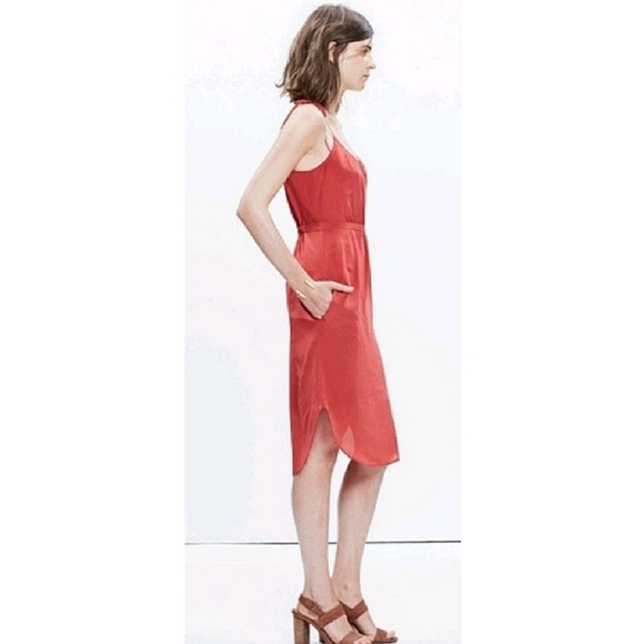 Madewell silk Skyway Cami dress spaghetti straps warm berry women’s size 10 - Picture 14 of 14